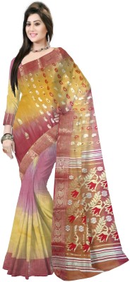 Pradip Fabrics Woven Handloom Cotton Silk Saree(Yellow)