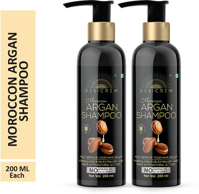 Desi Crew Premium Moroccan Argan Shampoo Help Improve Your Healthy Hair Softer,Stop Split Ends, Restore Shiny 200 ml Pack of 2 Bottle 400 ml(400 ml)