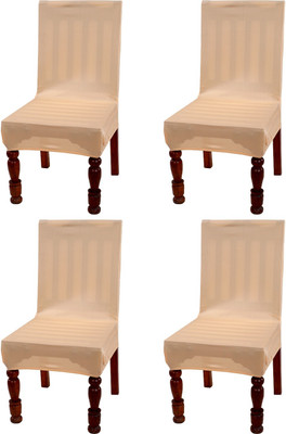 Nendle Polyester 1 Seater Chair Plain Cover(Pack of 4 Beige)