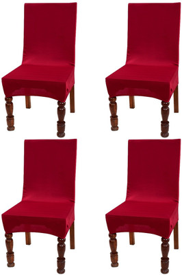 Nendle Polyester Plain 1 Seater Chair Cover(Maroon Pack of 4)