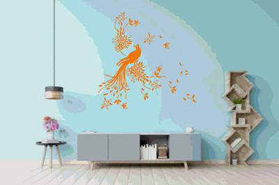 DICTON HUB 60 cm bird latest design orange2 Removable Sticker(Pack of 1)