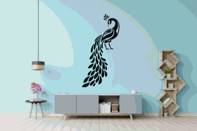 DICTON HUB 60 cm beautiful peacock blk Removable Sticker(Pack of 1)