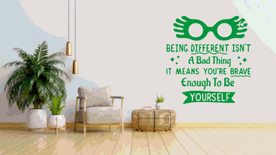 DICTON HUB 60 cm Being Different Quotes green Removable Sticker(Pack of 1)