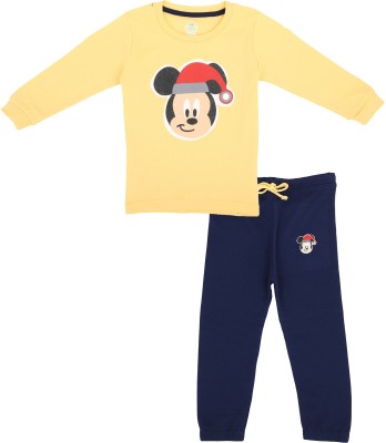 BodyCare Boys Mickey Casual T-shirt Pyjama(Yellow & Navy)