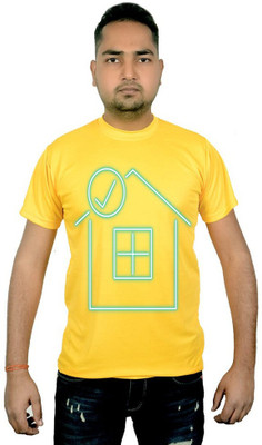 xcn Graphic Print Men Round Neck Yellow T-Shirt