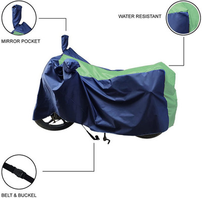 Trader's Stop Two Wheeler Cover for Bajaj(Pulsar 180 DTS-i, Green, Blue)