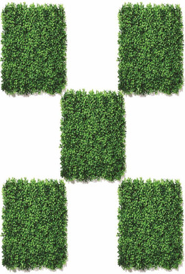Siddhivinayak vertical Garden Wall Tiles, Artificial Grass Vertical Wall Small Leaves Tiles (24 X 16 in) (Pack of 5) Pack of 5(60 cm X 40 cm, Green)