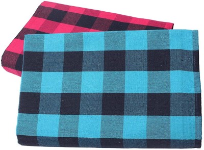 Tharunsha Elite Checkered Single AC Blanket for  Mild Winter(Cotton, Blue, Pink)