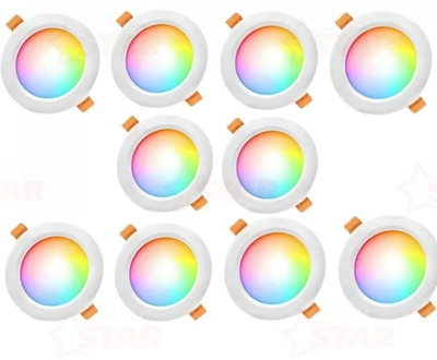Nightstar 9 Watt 3 Colour in 1 (RED/BLUE/PINK) Ceiling Light 10 Pcs Recessed Ceiling Light Ceiling Lamp(Multicolor)