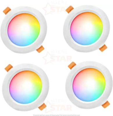 Nightstar 9 Watt 3 Colour in 1 (RED/BLUE/PINK) Ceiling Light 4 Pcs Recessed Ceiling Lamp(Multicolor)