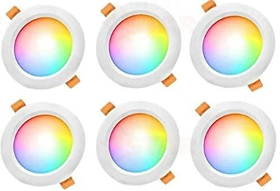 Nightstar 9 Watt 3 Colour in 1 (RED/BLUE/PINK) Ceiling light 6 Pcs Recessed Ceiling Light Ceiling Lamp(Multicolor)