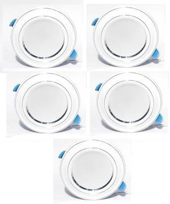 Nightstar 9 Watt White Metal Ceiling Light Pack of 5 Recessed Ceiling Light Ceiling Lamp(White)