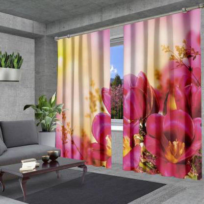 Ad Nx 274 cm (9 ft) Long Door Polyester Room Darkening Curtain (Pack Of 2)(Pink, Floral)