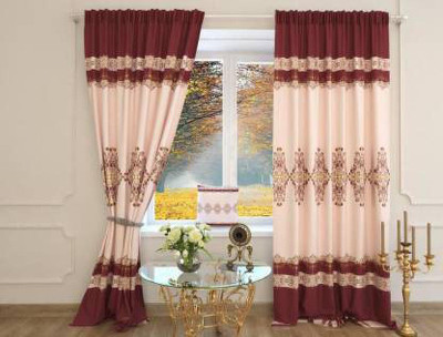 DD8 214 cm (7 ft) Door Polyester Room Darkening Curtain (Pack Of 2)(Brown, Floral)