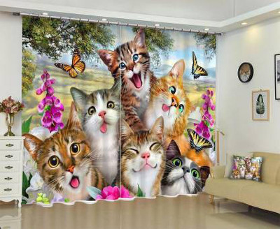DD8 214 cm (7 ft) Door Polyester Room Darkening Curtain (Pack Of 2)(Multicolor, Printed)