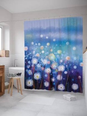 V23 154 cm (5 ft) Polyester Room Darkening Window Curtain (Pack Of 2)(Floral, Blue)