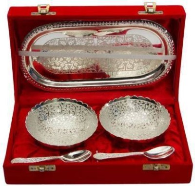 Revive by Revive Pack of 5 Silver Plated Dinner Set(Silver, Microwave Safe)