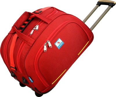 S.K.DAYNA (Expandable) Travel Duffel Trolley Bag With 2 Wheels For Men and Women 24 Inch-Red Duffel With Wheels (Strolley)