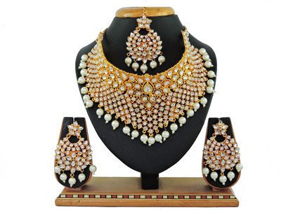 VATSALYA creation Alloy Gold-plated White Jewellery Set(Pack of 1)
