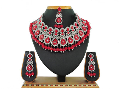 VATSALYA creation Alloy Gold-plated Red Jewellery Set(Pack of 1)