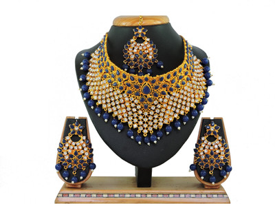 VATSALYA creation Alloy Gold-plated Blue Jewellery Set(Pack of 1)
