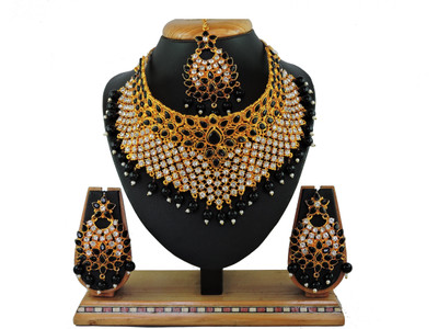 VATSALYA creation Alloy Gold-plated Black Jewellery Set(Pack of 1)