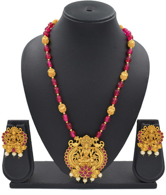 Sandhya Designer Studio Stone Pink Jewellery Set(Pack of 1)