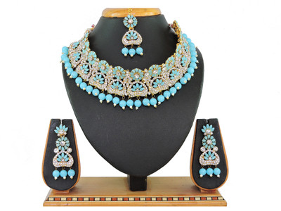 VATSALYA creation Alloy Gold-plated Turquoise, Gold Jewellery Set(Pack of 1)