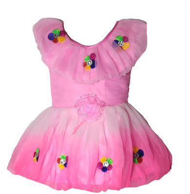 Stylish Collection Girls Midi/Knee Length Festive/Wedding Dress(Multicolor, Sleeveless)