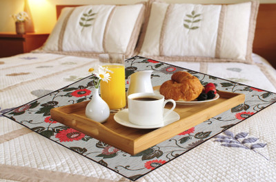 LITHARA Square Pack of 1 Table Placemat(White, Green, PVC)