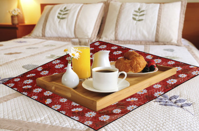 LITHARA Square Pack of 1 Table Placemat(Red, PVC)