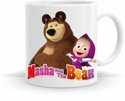 R CREATION Masha&theBear Printed Ceramic Coffee Mug(325 ml)