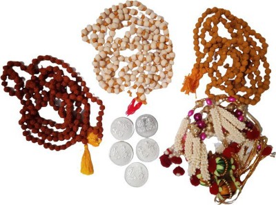 ARV RUDRAKSHA MALA + 1 Original 05 Gram Silver Coin Beads Shell, Wood Necklace