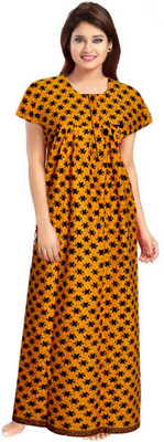 Sarthak Creation Women Nighty(Yellow)