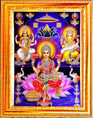 SUNINOW LAXMI GANESH SARASWATI MAA Religious Frame