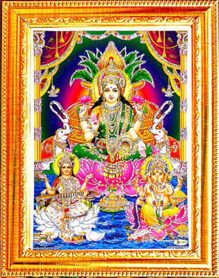 SUNINOW LAXMI GANESH SARASWATI MAA Religious Frame