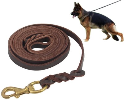 Rvpaws Genuine Leather Dog Leash 7 Foot Long 1/2 Inch Wide Dog Training Leash 15 cm Dog Strap Leash(Brown)