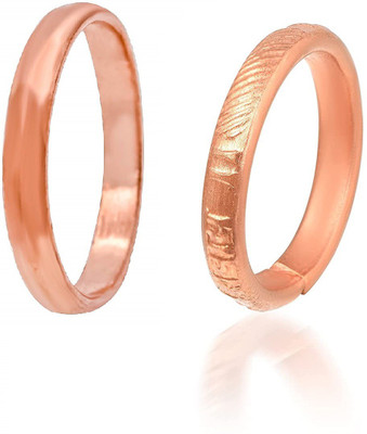 morir Copper Plain and Om Namah Shivay Engraved Tamba Adjustable Free Size Finger Ring Challa Copper Rings for Men Women (2pcs) Copper Copper Plated Ring Set