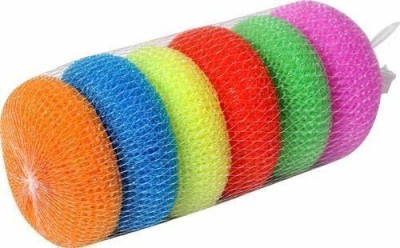 Drosselz Multipurpose Use Round Plastic Scrubber Nylon Plastic Scrubbers Scrub Pad, Body Bathing Round Multi Colour Full Loofa, High Quality Multipurpose Plastic Loofa, Scratch proof Plastic Round Scrubber for Kitchen Utensils, Tiles, Wash basin (Multi Colour, Large, Pack of 6) Washing and Cleaning 