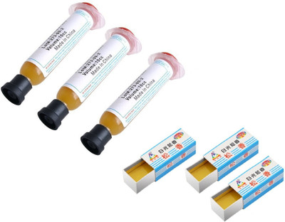 WOWSOME 3 Pcs. No-Clean Soldering Paste Flux RMA-223 10cc and 3 Pcs 5Gram Carton Rosin Paste Soldering Iron for Mobile Phone Soldering BGA SMD PGA PCB Repair Tool 0 W Simple(Round Tip)