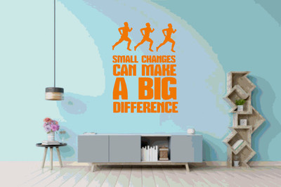 DICTON HUB 60 cm small change make big difference orange Removable Sticker(Pack of 1)