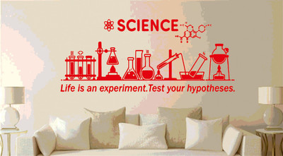 DICTON HUB 60 cm science experiment lab red Removable Sticker(Pack of 1)
