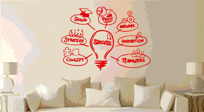 DICTON HUB 60 cm success motivation red Removable Sticker(Pack of 1)