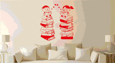 DICTON HUB 60 cm book with child funny red Removable Sticker(Pack of 1)