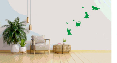 DICTON HUB 60 cm cat new design green Removable Sticker(Pack of 1)