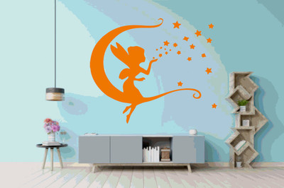 DICTON HUB 60 cm pari with star orange Removable Sticker(Pack of 1)