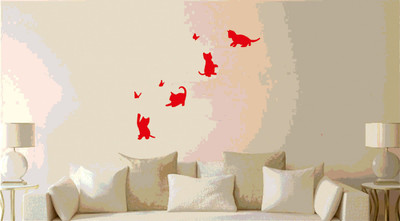 DICTON HUB 60 cm cat new design red Removable Sticker(Pack of 1)
