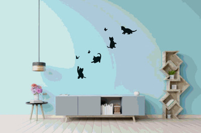 DICTON HUB 60 cm cat new design blk Removable Sticker(Pack of 1)