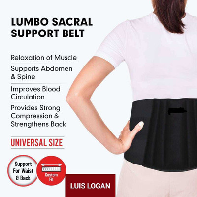 LUIS LOGAN Lumbo Sacral belt for Back Pain Relief-Compression (BLACK,XXL) Back / Lumbar Support(Black)