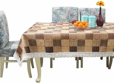 Bluegrass Checkered 6 Seater Table Cover(Brown, Beige, Polyester)